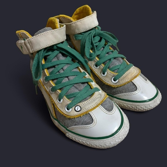 Puma Shoes - Puma High-Top Sneakers in Green, Yellow, Gray, and White
